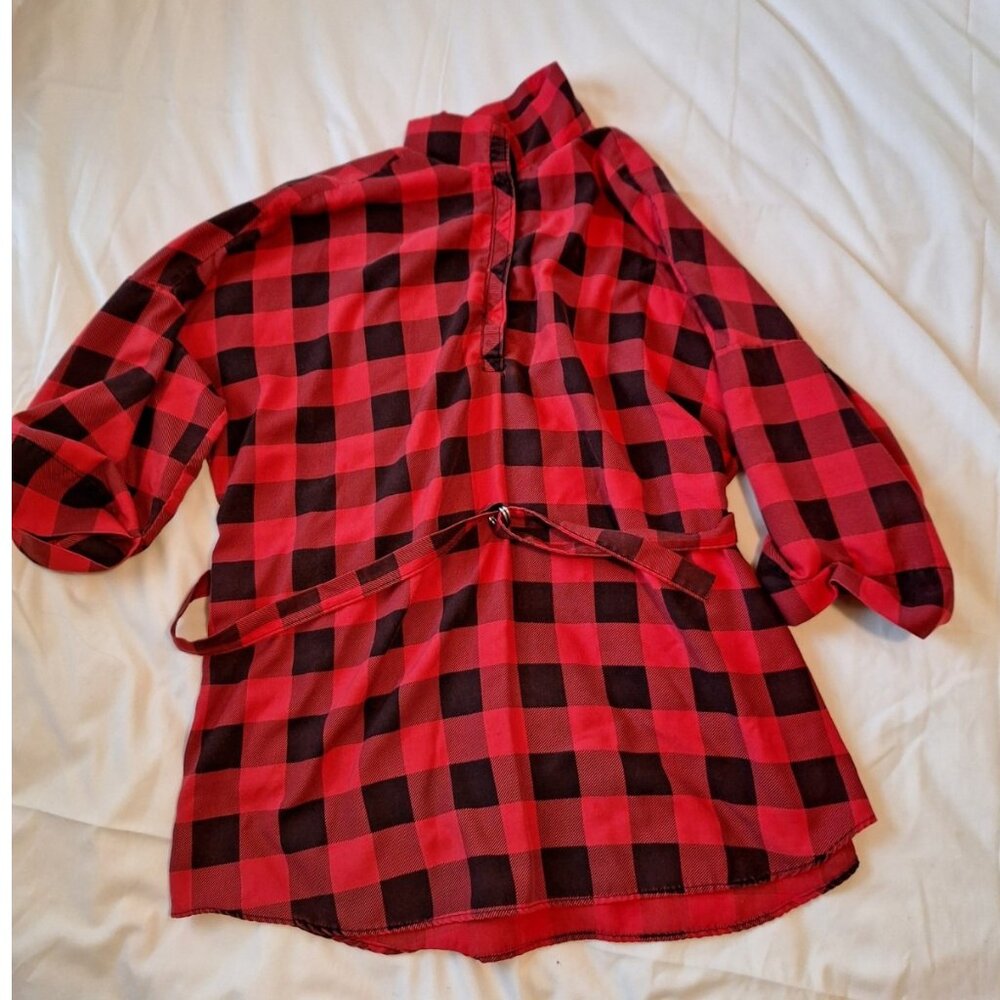 Vintage 1970s It's a Label Womens Size M Blouse Top Red Plaid